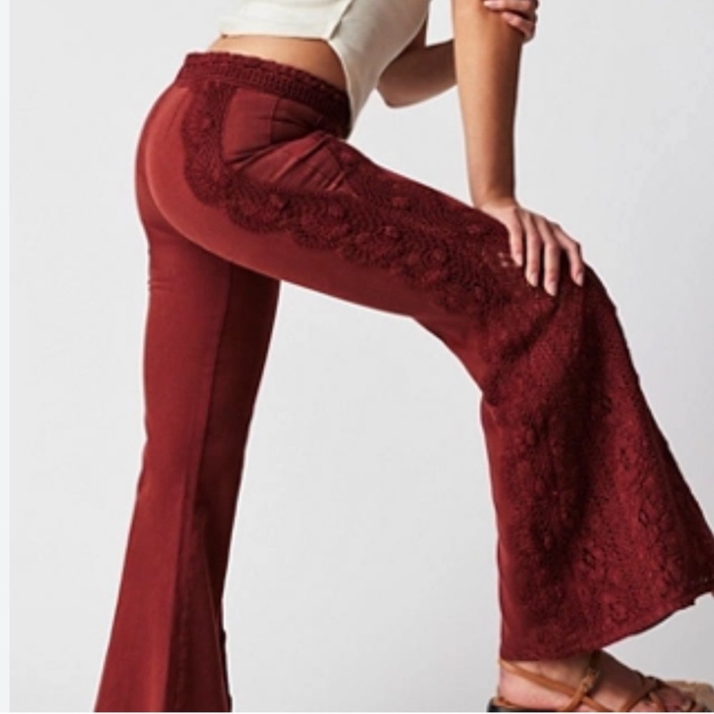NEW Free People Neptune Net Crochet Flare Pants